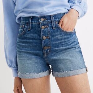 Madewell High-Rise Denim Shorts Burke Wash Button-Front Edition Size 24 Women’s